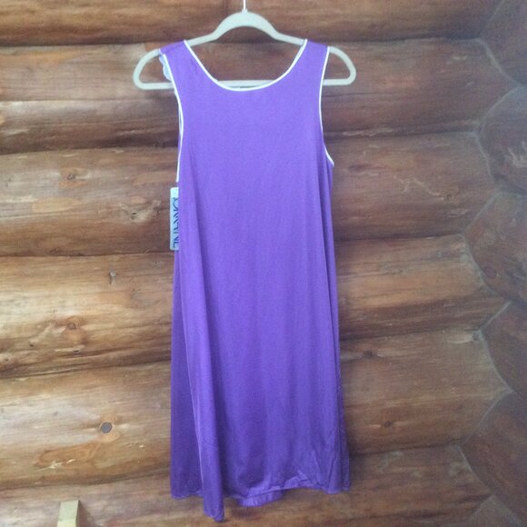 Lorraine Vintage Purple NWT Floral Applique Satin 80s Made in USA Nightgown Med. - Picture 2 of 6